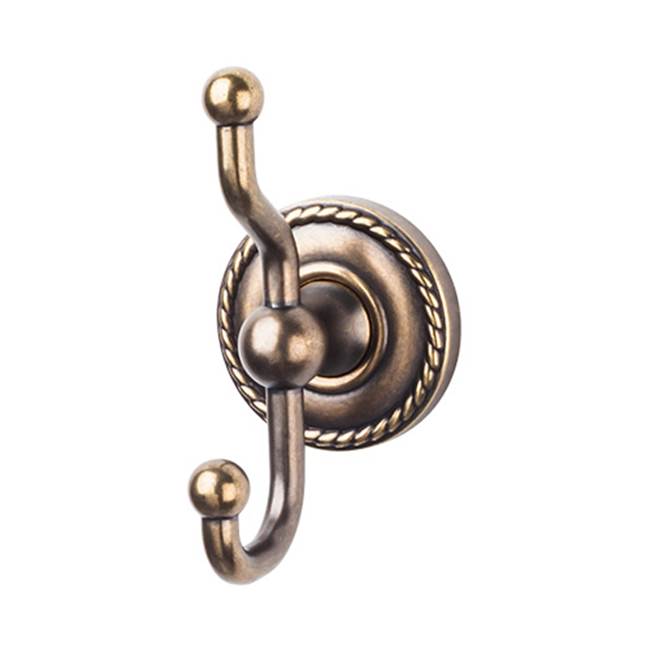 Top Knobs ED2F Edwardian Bath Double Hook  - Rope Backplate - German Bronze