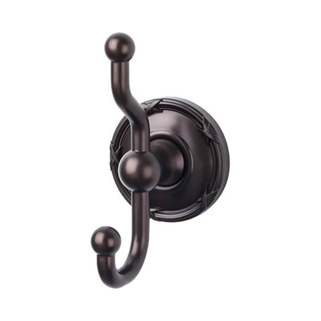 Top Knobs ED2E Edwardian Bath Double Hook  - Ribbon Backplate - Oil Rubbed Bronze