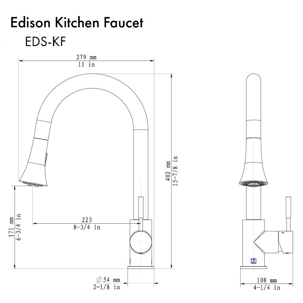 ZLINE Edison Pull Down Single Handle Kitchen Faucet in Chrome (EDS-KF-CH)