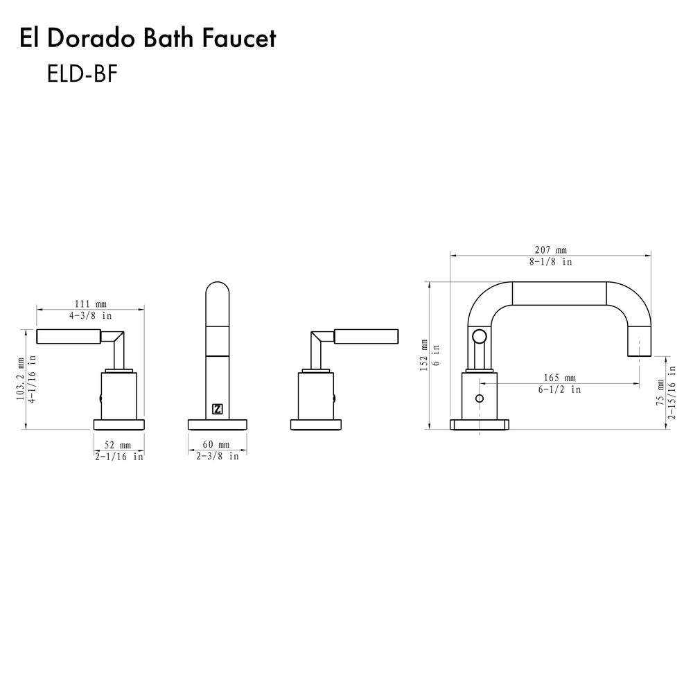 ZLINE El Dorado Widespread Bath Faucet in Brushed Nickel (ELD-BF-BN)