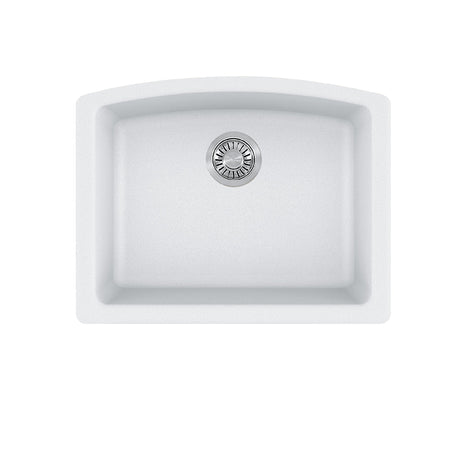 FRANKE ELG11022PWT Ellipse 25.0-in. x 19.6-in. Polar White Granite Undermount Single Bowl Kitchen Sink - ELG11022PWT In Polar White