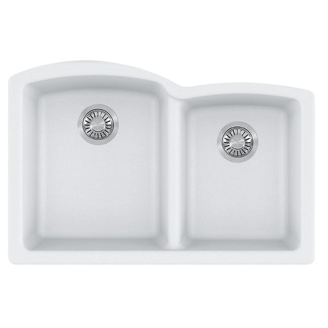 FRANKE ELG160PWT Ellipse 33.0-in. x 21.7-in. Polar White Granite Undermount Double Bowl Kitchen Sink - ELG160PWT In Polar White