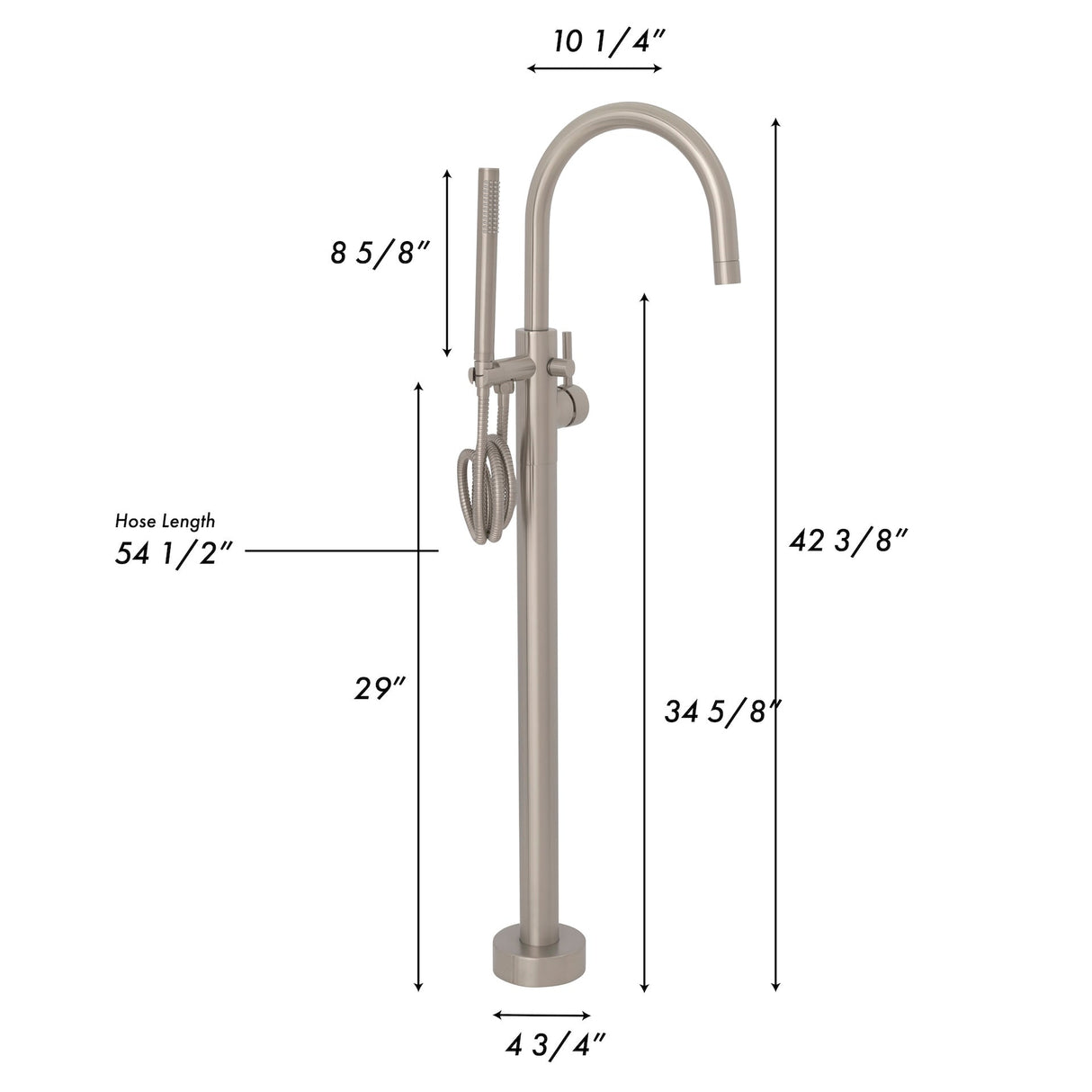ZLINE Emerald Bay Bath Tub Filler with Hand Shower in Brushed Nickel (EMBY-BTF-BN)