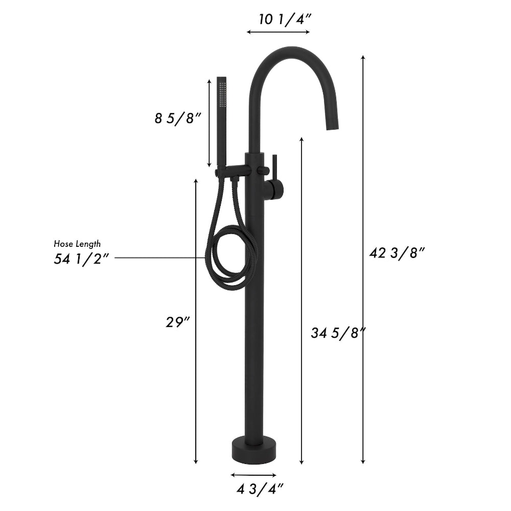 ZLINE Emerald Bay Bath Tub Filler with Hand Shower in Matte Black (EMBY-BTF-MB)