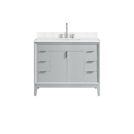 Avanity Emma 43 in. Vanity Combo in Dove Gray finish with Cala White Engineered Stone Top
