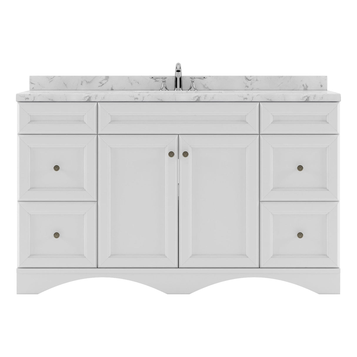Virtu USA Talisa 60" Single Bath Vanity with White Quartz Top and Square Sink with Matching Mirror