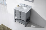 Virtu USA Winterfell 30" Single Bath Vanity with White Marble Top and Square Sink with Matching Mirror