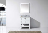 Virtu USA Winterfell 30" Single Bath Vanity with White Marble Top and Square Sink with Matching Mirror