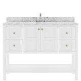 Virtu USA Winterfell 48" Single Bath Vanity with Marble Top and Round Sink with Brushed Nickel Faucet - Luxe Bathroom Vanities