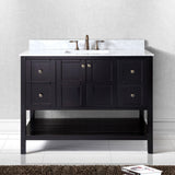 Virtu USA Winterfell 48" Single Bath Vanity with White Marble Top and Square Sink with Brushed Nickel Faucet
