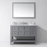 Virtu USA Winterfell 48" Single Bath Vanity with White Marble Top and Square Sink with Brushed Nickel Faucet