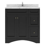 Virtu USA Elise 36" Single Bath Vanity with White Quartz Top and Square Sink with Matching Mirror