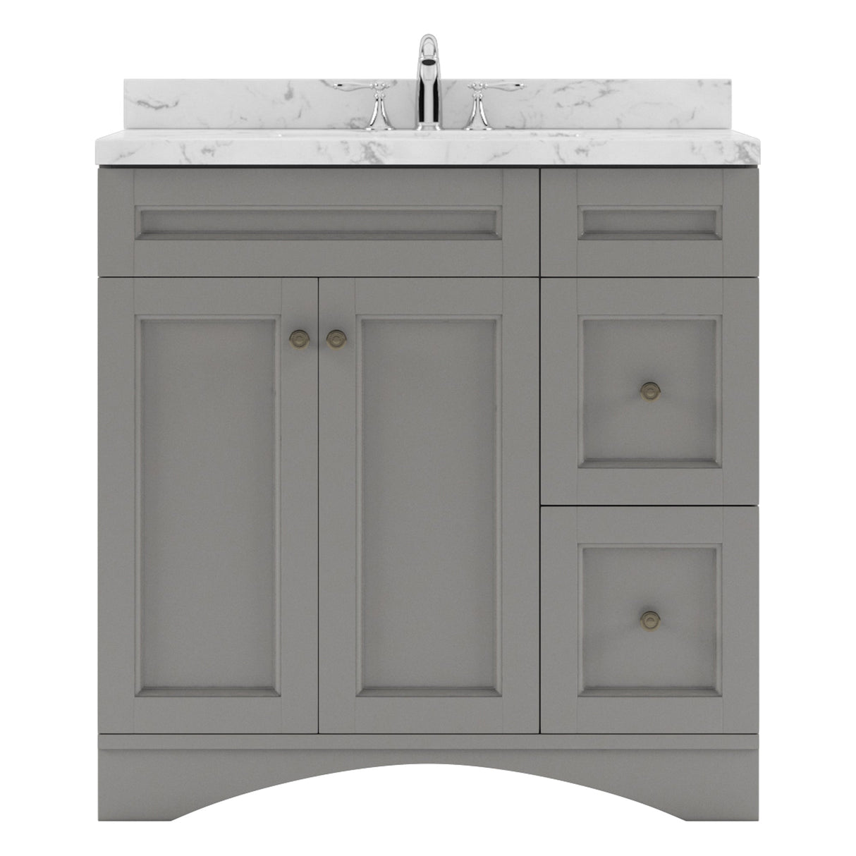 Virtu USA Elise 36" Single Bath Vanity with White Quartz Top and Square Sink with Matching Mirror