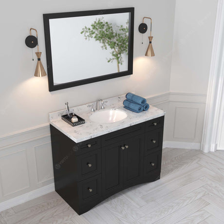 Virtu USA Elise 48" Single Bath Vanity with White Quartz Top and Round Sink with Brushed Nickel Faucet with Matching Mirror