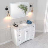 Virtu USA Elise 48" Single Bath Vanity with White Quartz Top and Round Sink with Matching Mirror