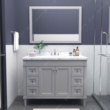 Virtu USA Tiffany 48" Single Bath Vanity with White Quartz Top and Round Sink with Polished Chrome Faucet with Matching Mirror