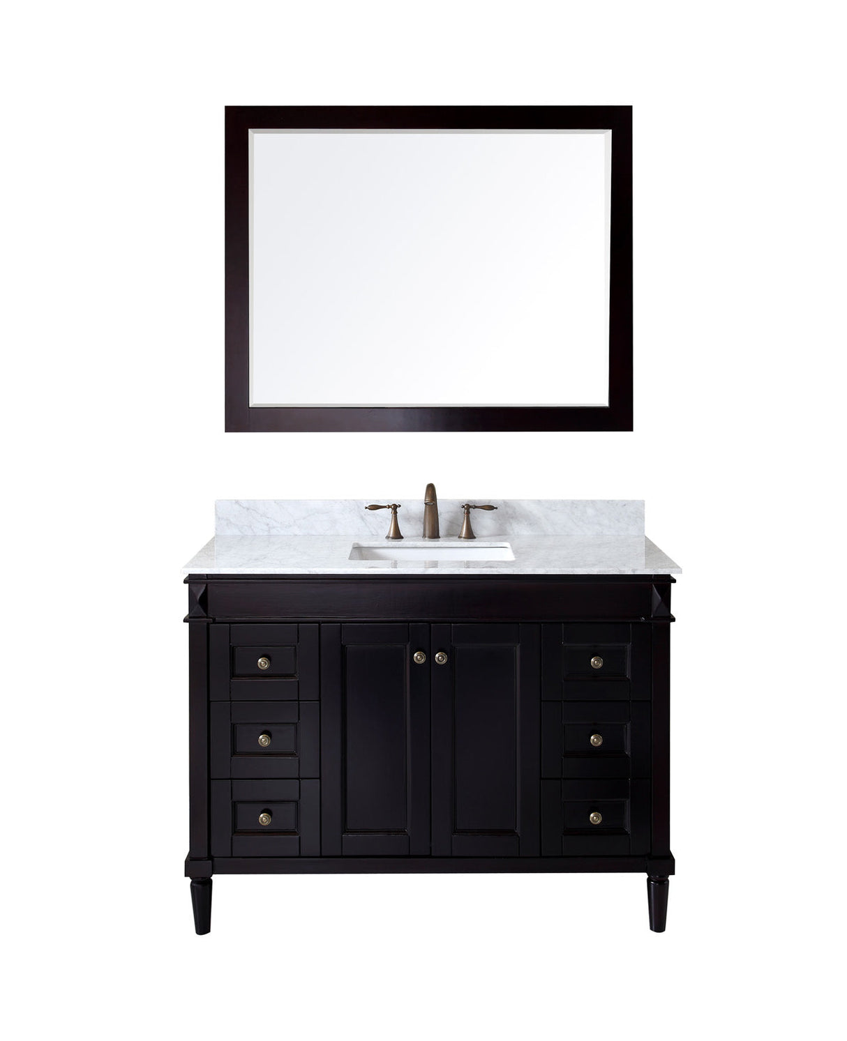 Virtu USA Tiffany 48" Single Bath Vanity in Espresso with Marble Top and Square Sink with Mirror - Luxe Bathroom Vanities Luxury Bathroom Fixtures Bathroom Furniture