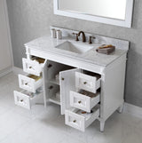Virtu USA Tiffany 48" Single Bath Vanity with White Marble Top and Square Sink with Matching Mirror