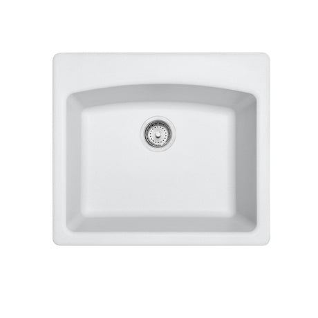 FRANKE ESPW25229-1 Ellipse 25.0-in. x 22.0-in. Polar White Granite Dual Mount Single Bowl Kitchen Sink - ESPW25229-1 In Polar White