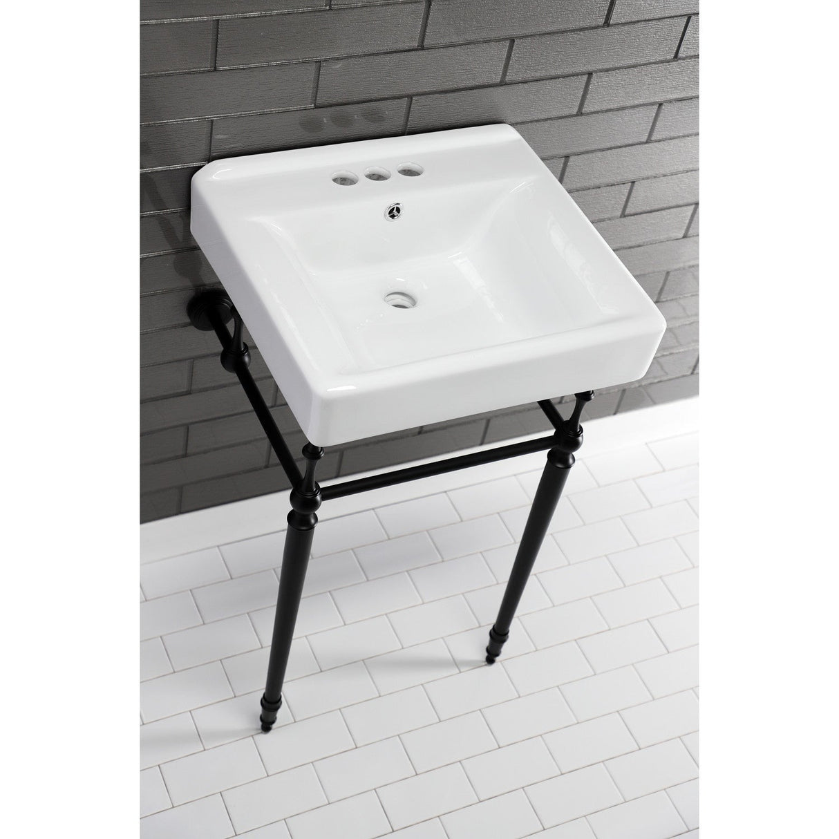 Concord EV2018W34 20-Inch Console Sink Basin (4-Inch, 3-Hole), White