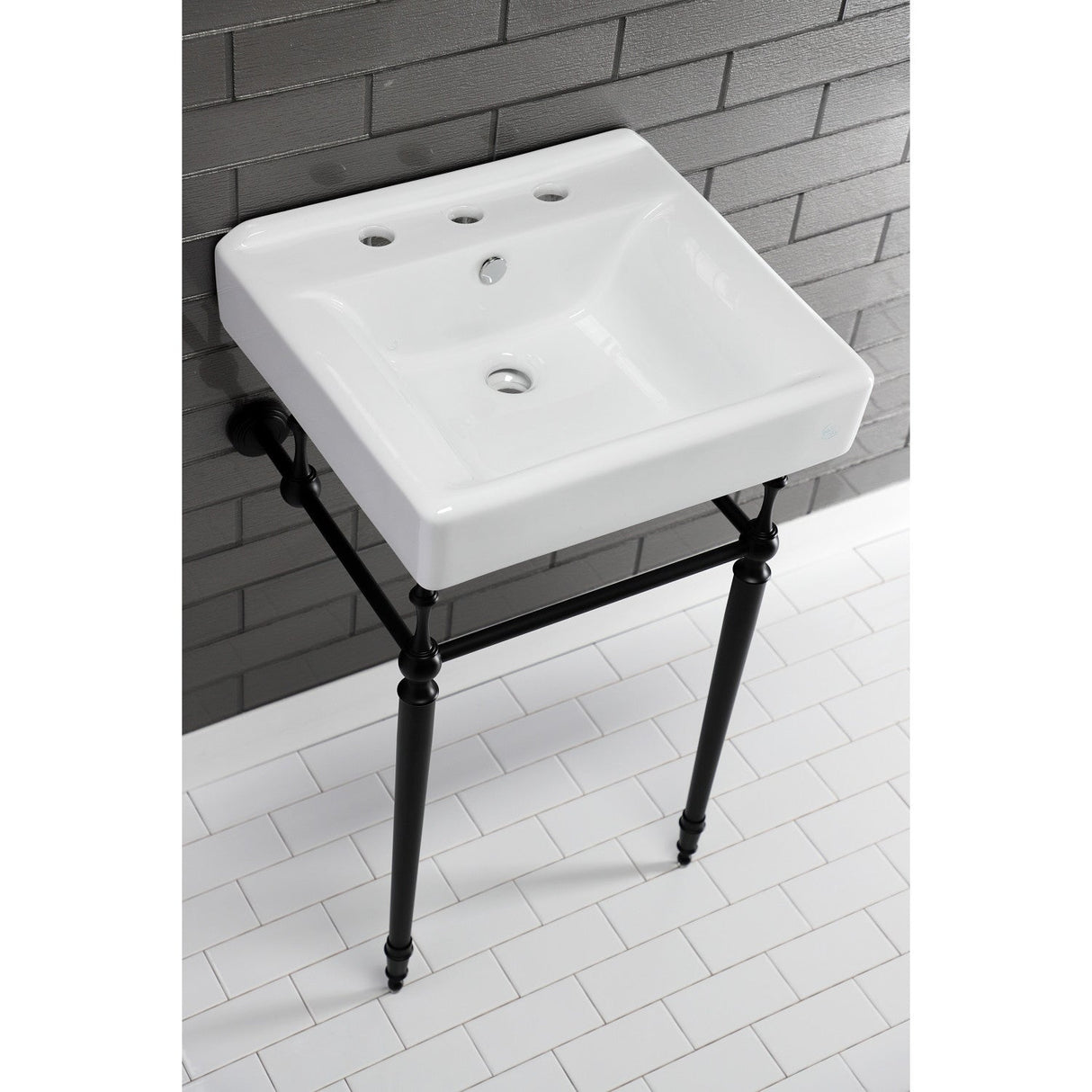 Concord EV2018W38 20-Inch Console Sink Basin (8-Inch, 3-Hole), White