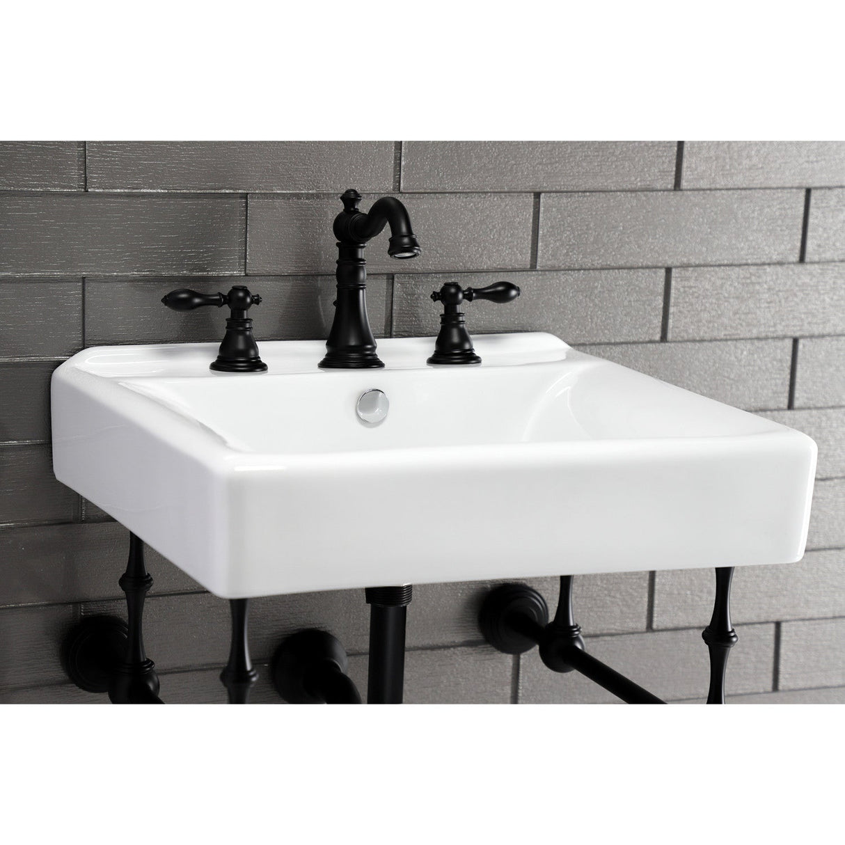 Concord EV2018W38 20-Inch Console Sink Basin (8-Inch, 3-Hole), White