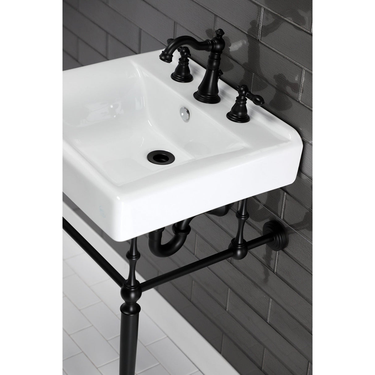 Concord EV2018W38 20-Inch Console Sink Basin (8-Inch, 3-Hole), White