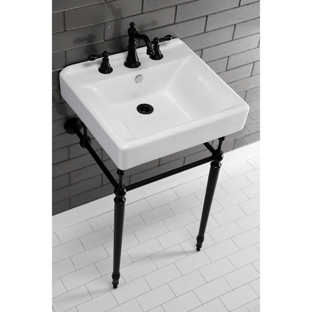 Concord EV2018W38 20-Inch Console Sink Basin (8-Inch, 3-Hole), White