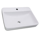 Century EV2318 Ceramic Rectangular Drop-In Bathroom Sink, White