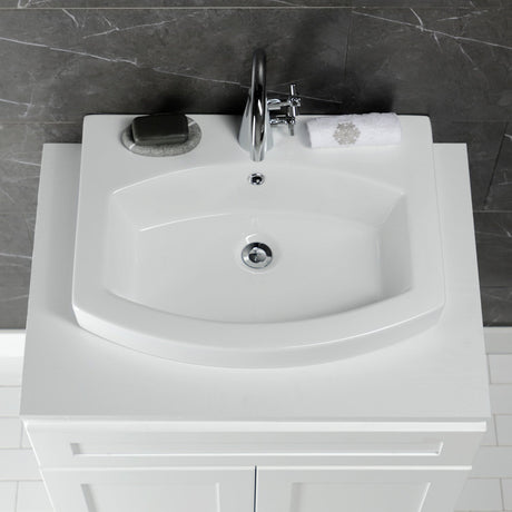Inflection EV2418 24-Inch Ceramic Bathroom Sink (Single Hole), White