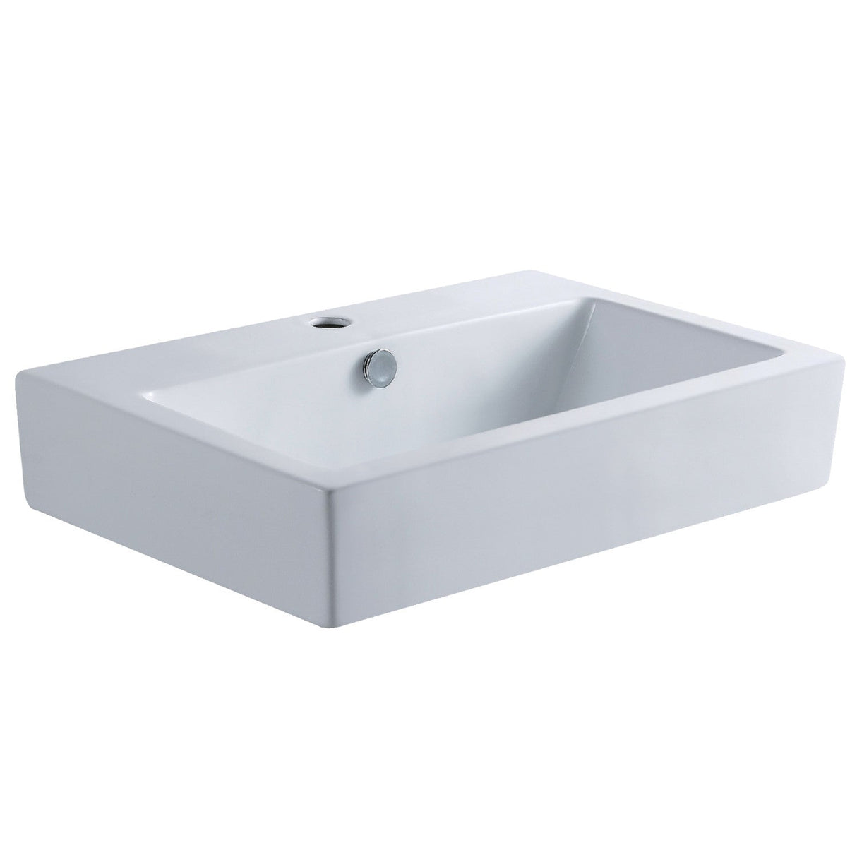 Century EV4318 Ceramic Bathroom Sink (Single-Hole), White, White
