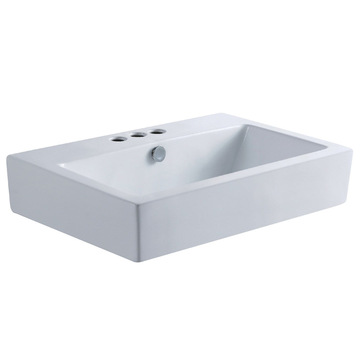 Century EV4318W34 Ceramic Bathroom Sink (4-Inch, 3-Hole), White, White