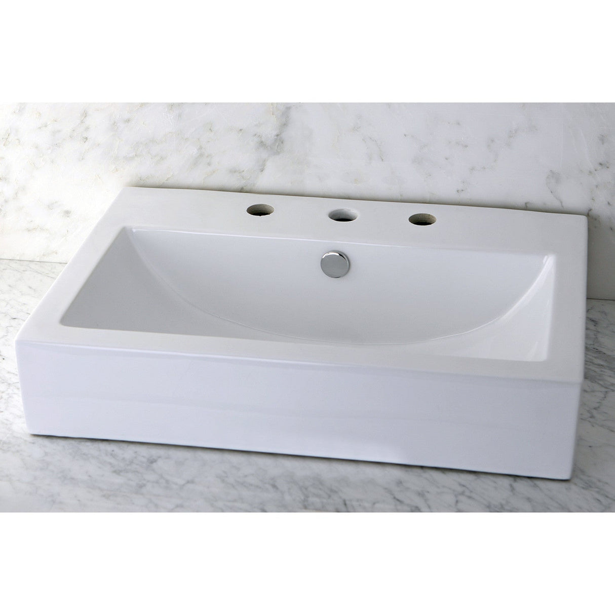 Century EV4318W38 Ceramic Bathroom Sink (8-Inch, 3-Hole), White, White