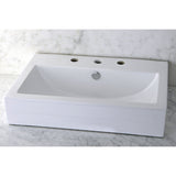 Century EV4318W38 Ceramic Bathroom Sink (8-Inch, 3-Hole), White, White