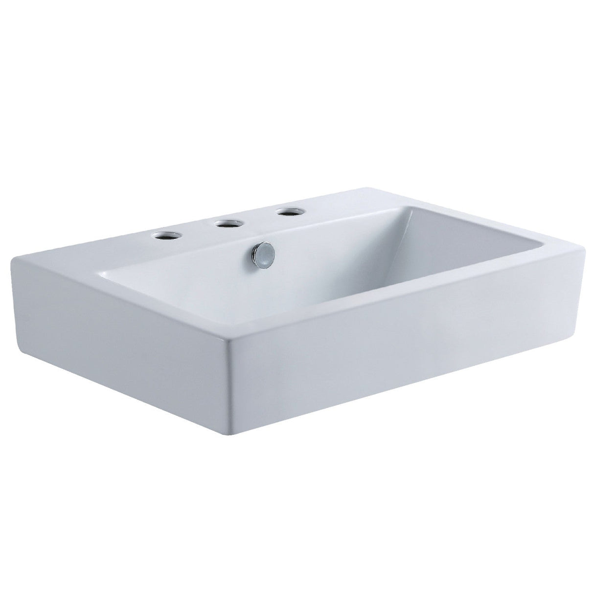 Century EV4318W38 Ceramic Bathroom Sink (8-Inch, 3-Hole), White, White