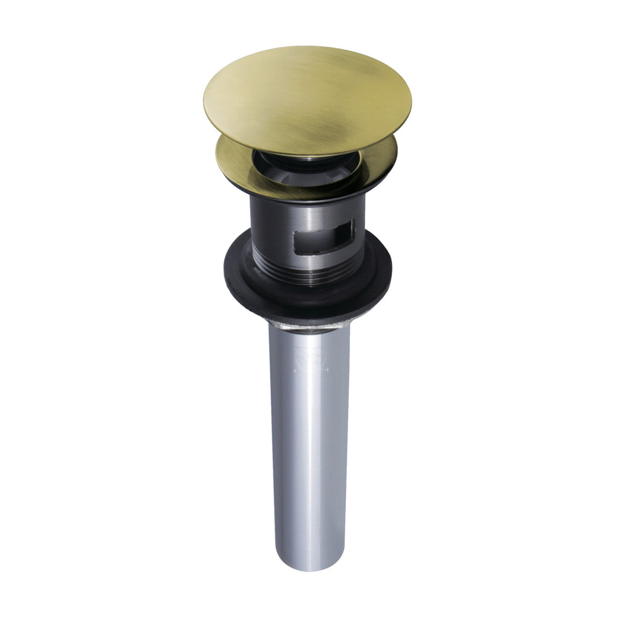 Trimscape EV6003 Brass Push Pop-Up Bathroom Sink Drain with Overflow, 22 Gauge, Antique Brass