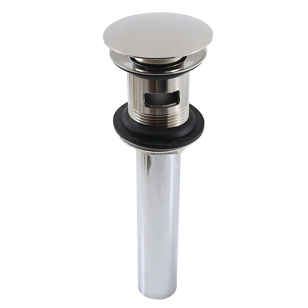 Trimscape EV6006 Brass Push Pop-Up Bathroom Sink Drain with Overflow, 22 Gauge, Polished Nickel