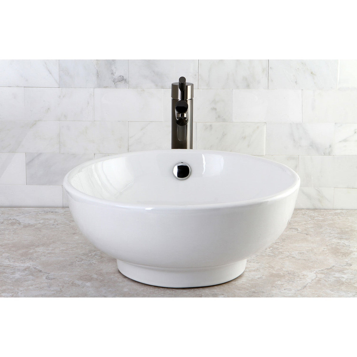 Le Country EV7048 Ceramic Round Vessel Sink, White