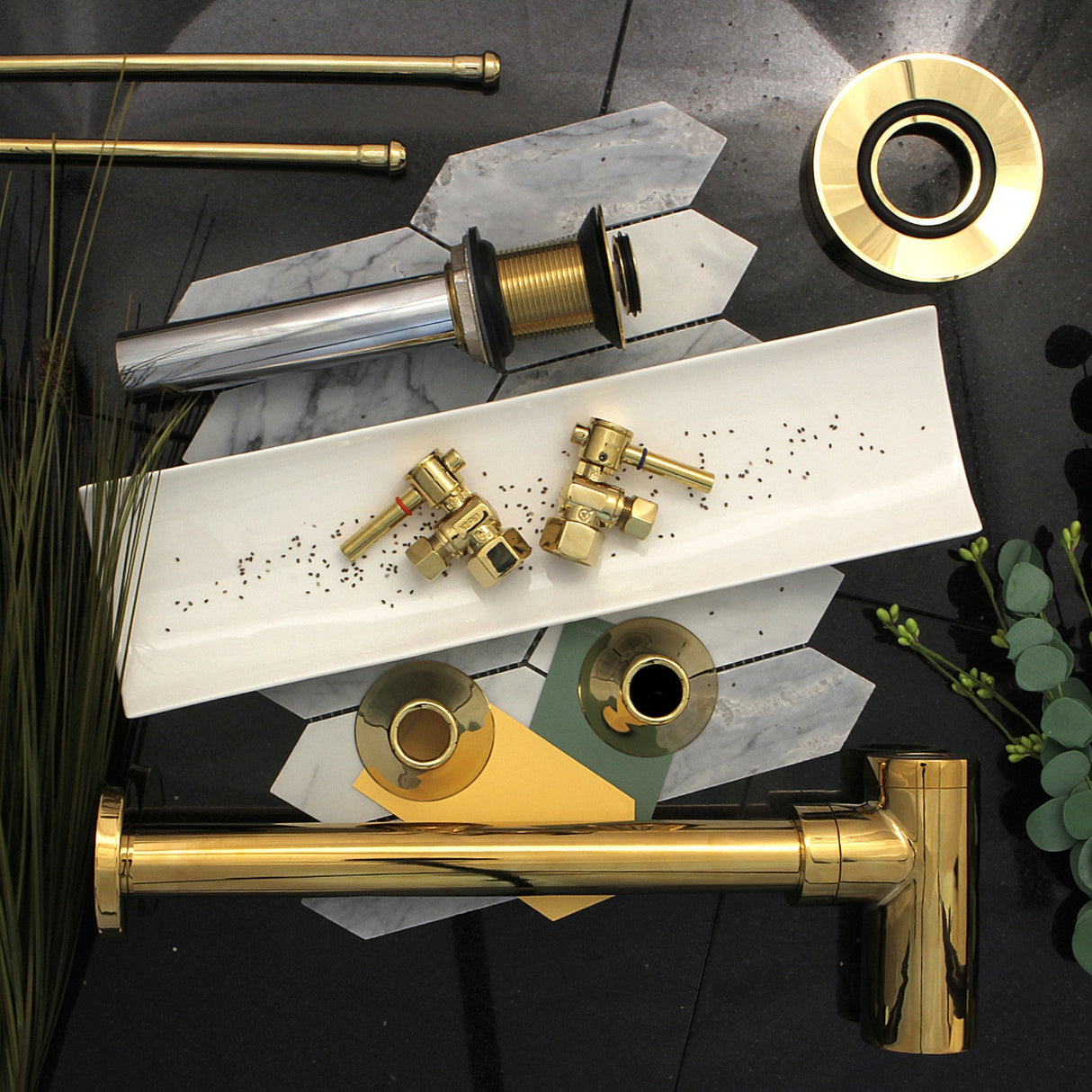 Trimscape EV8002 Brass Push Pop-Up Bathroom Sink Drain without Overflow, 22 Gauge, Polished Brass