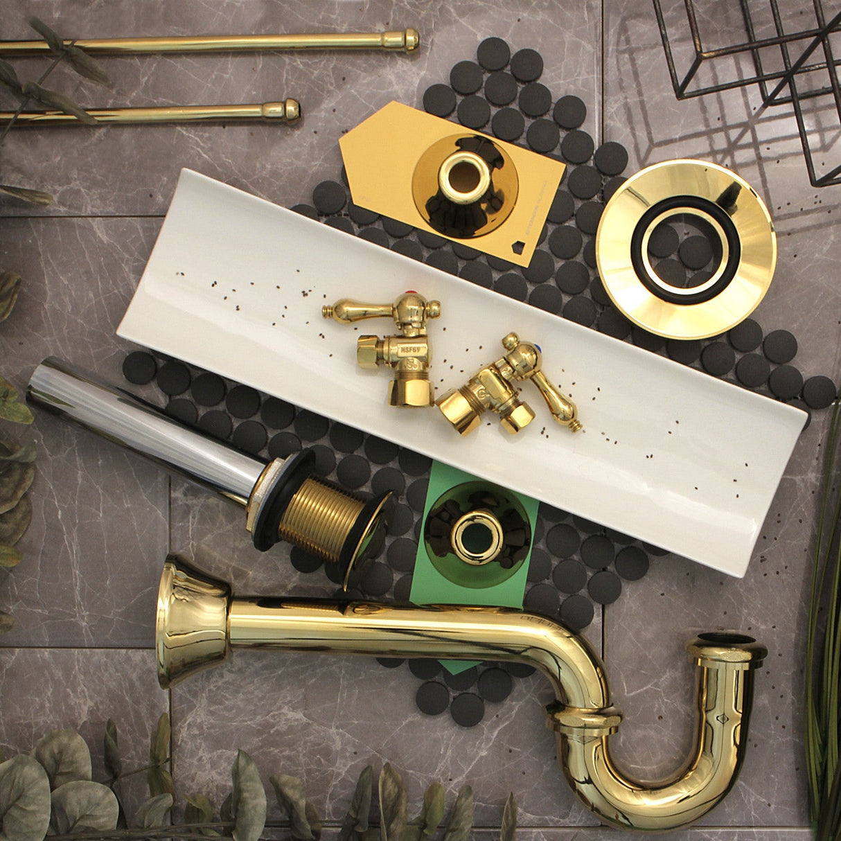 Trimscape EV8002 Brass Push Pop-Up Bathroom Sink Drain without Overflow, 22 Gauge, Polished Brass