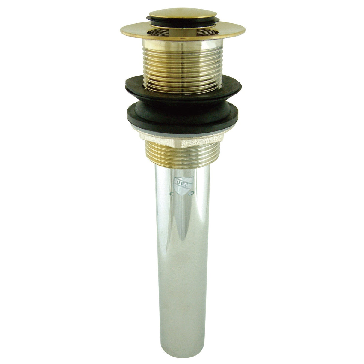 Trimscape EV8002 Brass Push Pop-Up Bathroom Sink Drain without Overflow, 22 Gauge, Polished Brass