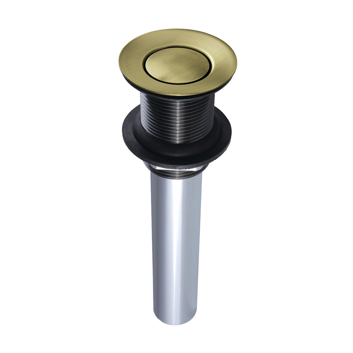 Trimscape EV8003 Brass Push Pop-Up Bathroom Sink Drain without Overflow, 22 Gauge, Antique Brass