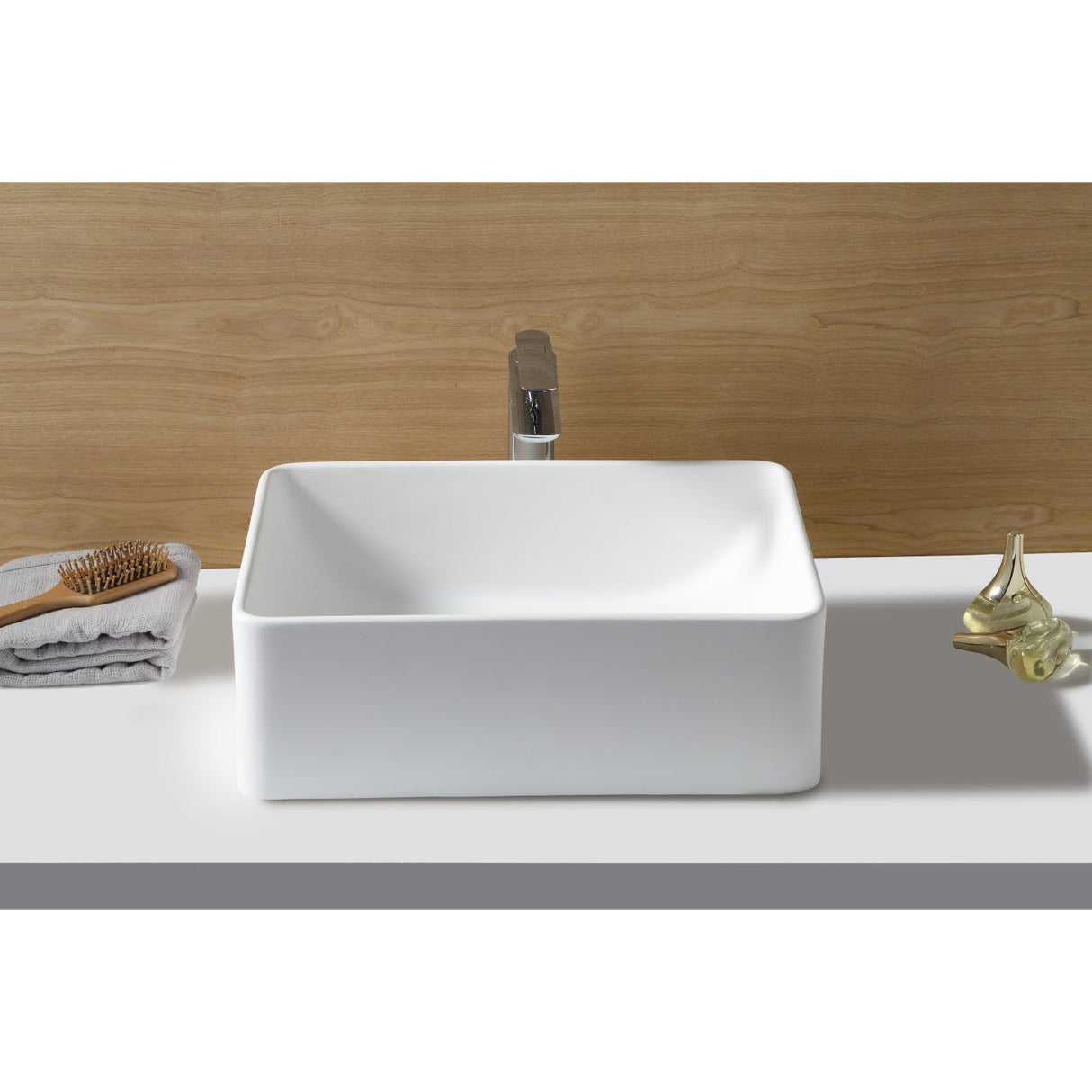 Arcticstone EVA20156 Solid Surface Rectangular Vessel Sink, Matte White