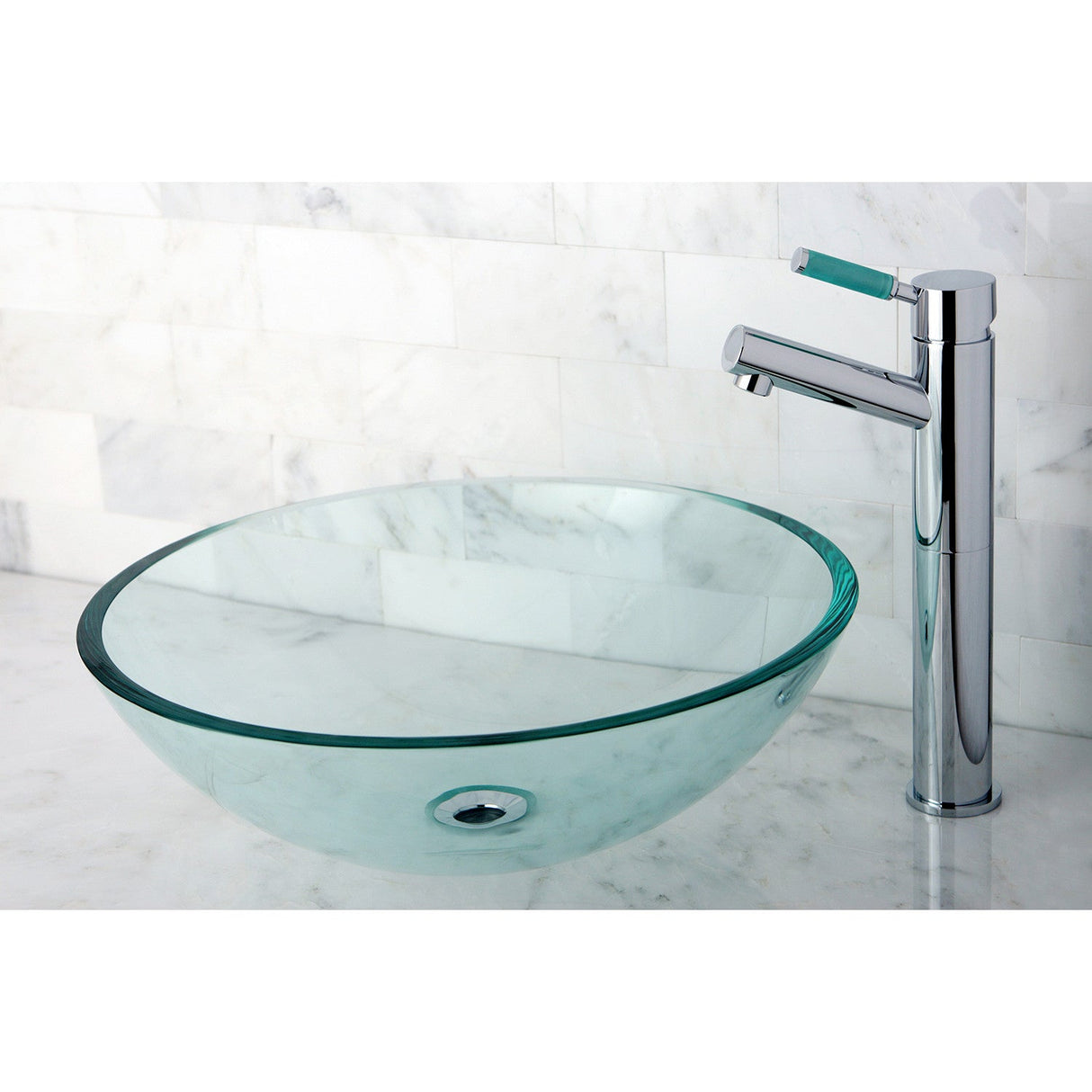 Templeton EVSPCC1 Tempered Glass Round Vessel Sink, Crystal Clear