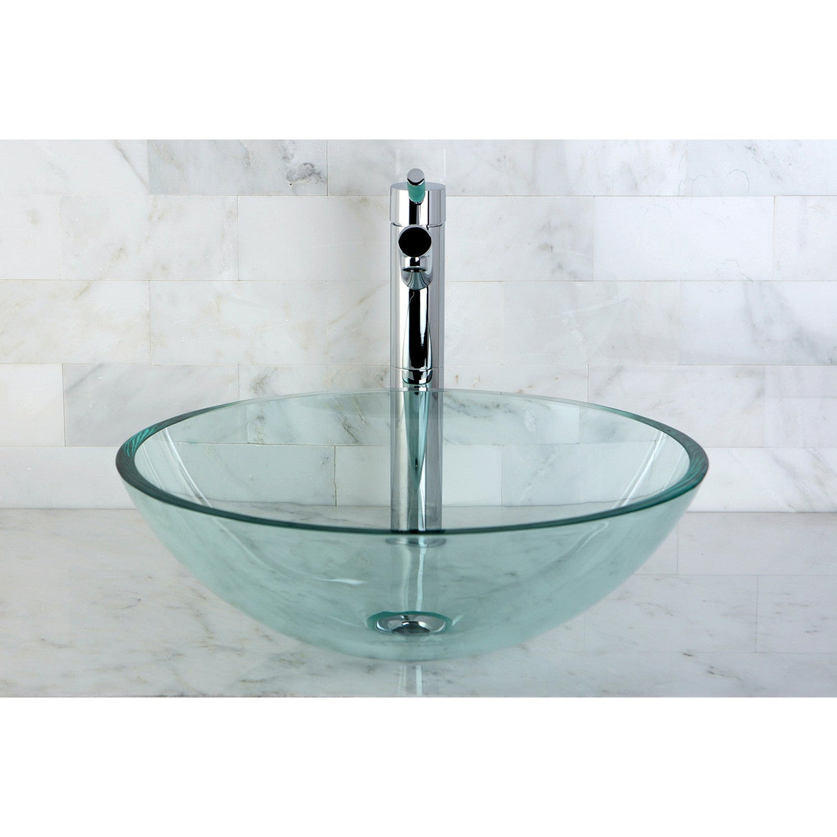 Templeton EVSPCC1 Tempered Glass Round Vessel Sink, Crystal Clear