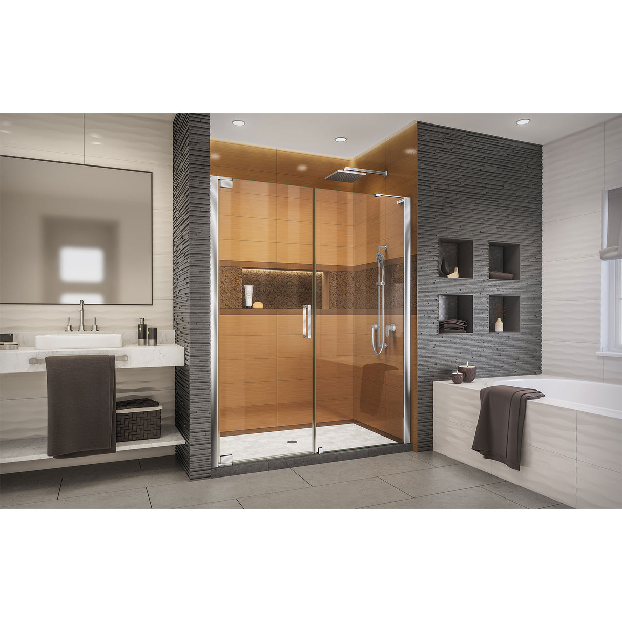 DreamLine Elegance-LS 53 1/4 - 55 1/4 in. W x 72 in. H Frameless Pivot Shower Door in Chrome