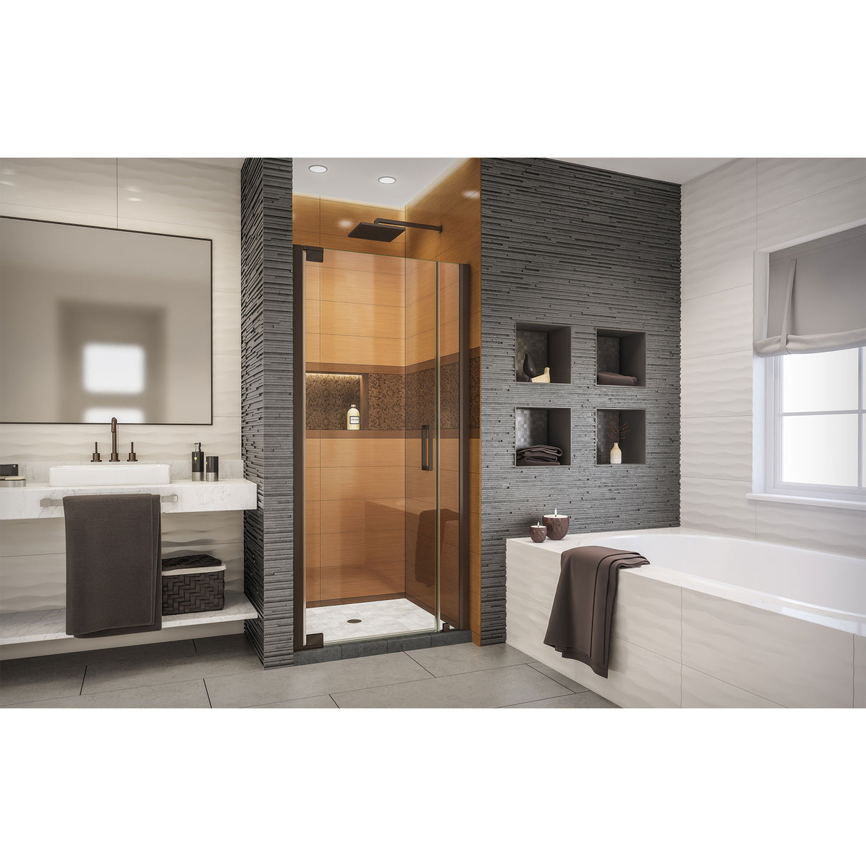 DreamLine Elegance-LS 29 1/4 - 31 1/4 in. W x 72 in. H Frameless Pivot Shower Door in Oil Rubbed Bronze