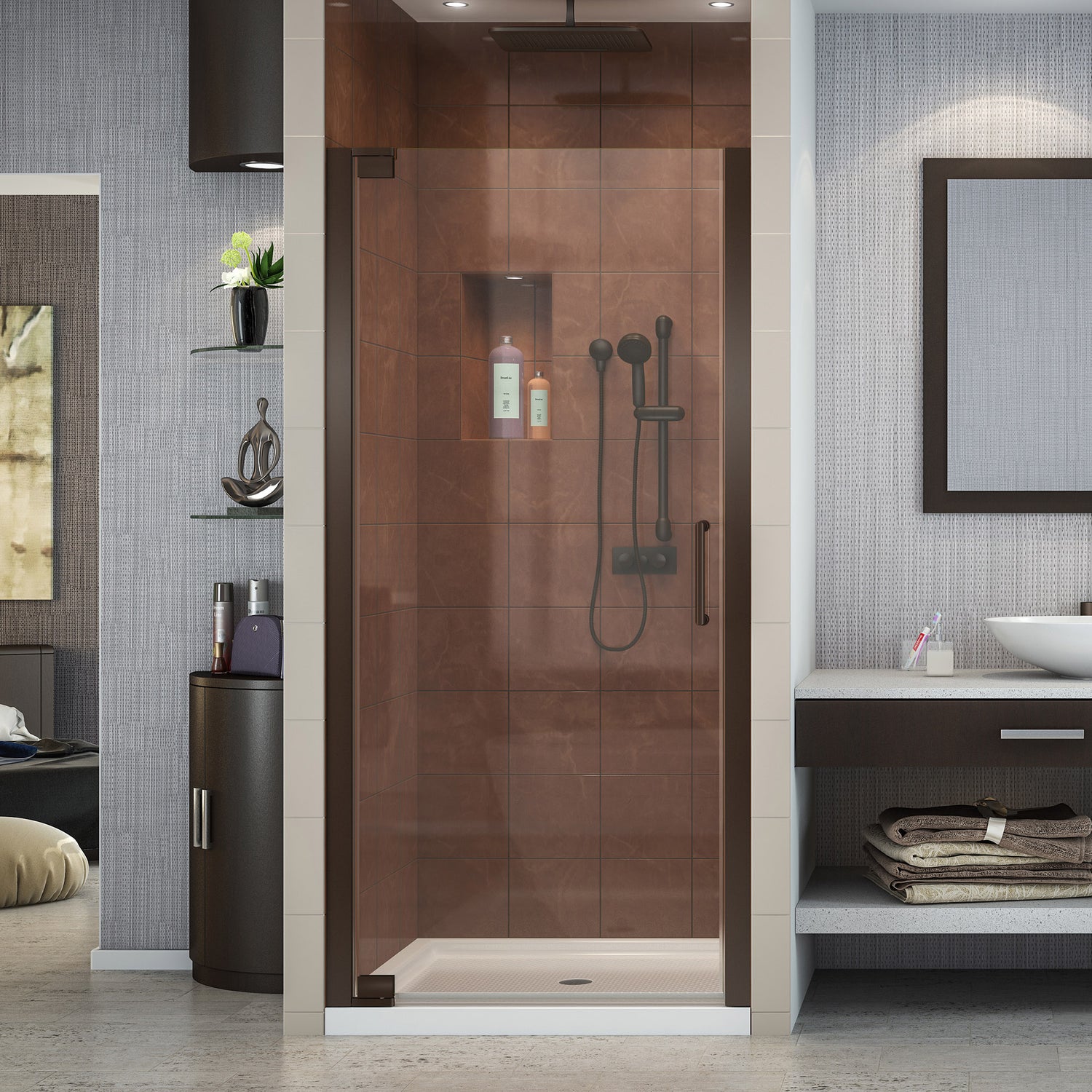 DreamLine Elegance 28 3/4 - 30 3/4 in. W x 72 in. H Frameless Pivot Shower Door in Oil Rubbed Bronze