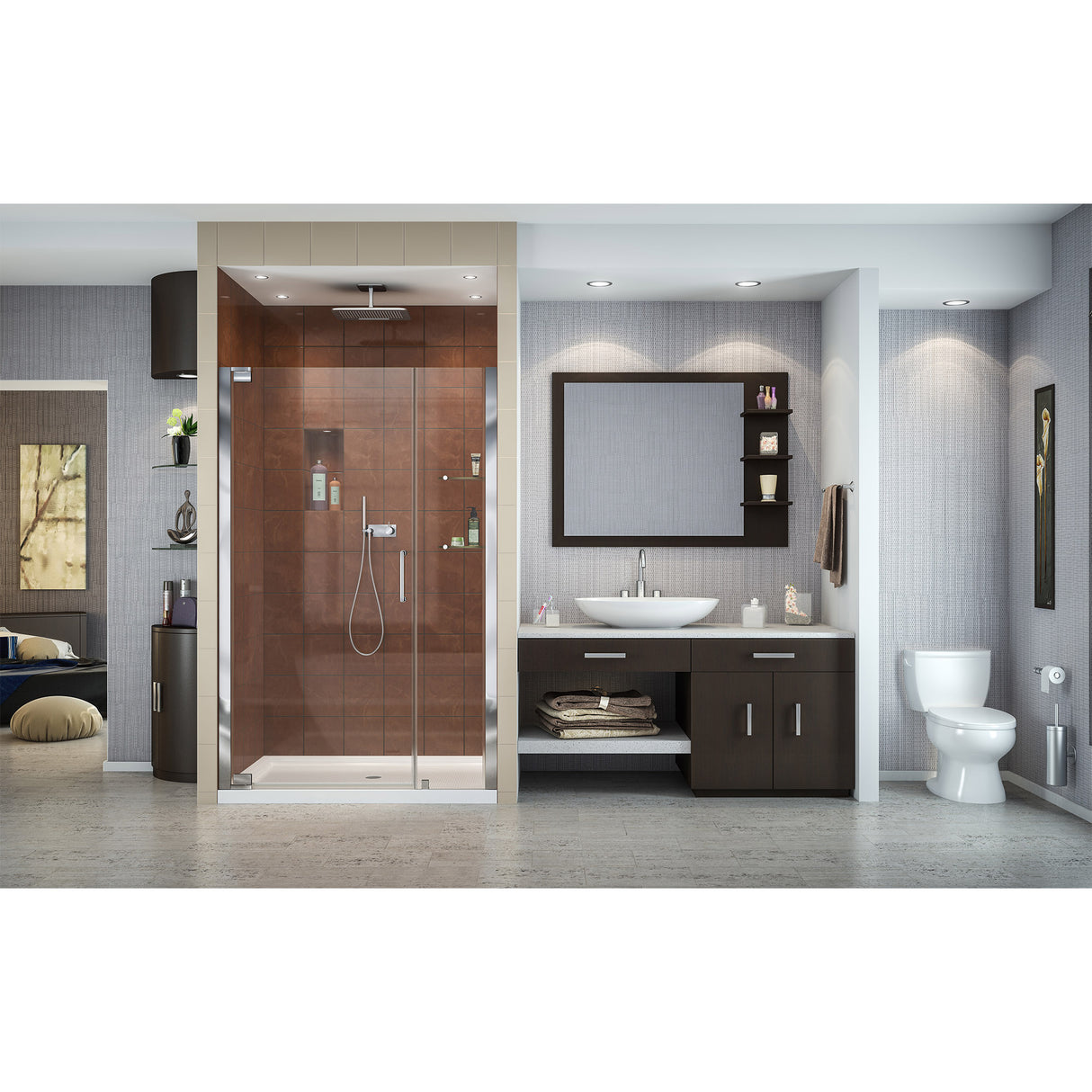 DreamLine Elegance 47 3/4 - 49 3/4 in. W x 72 in. H Frameless Pivot Shower Door in Chrome