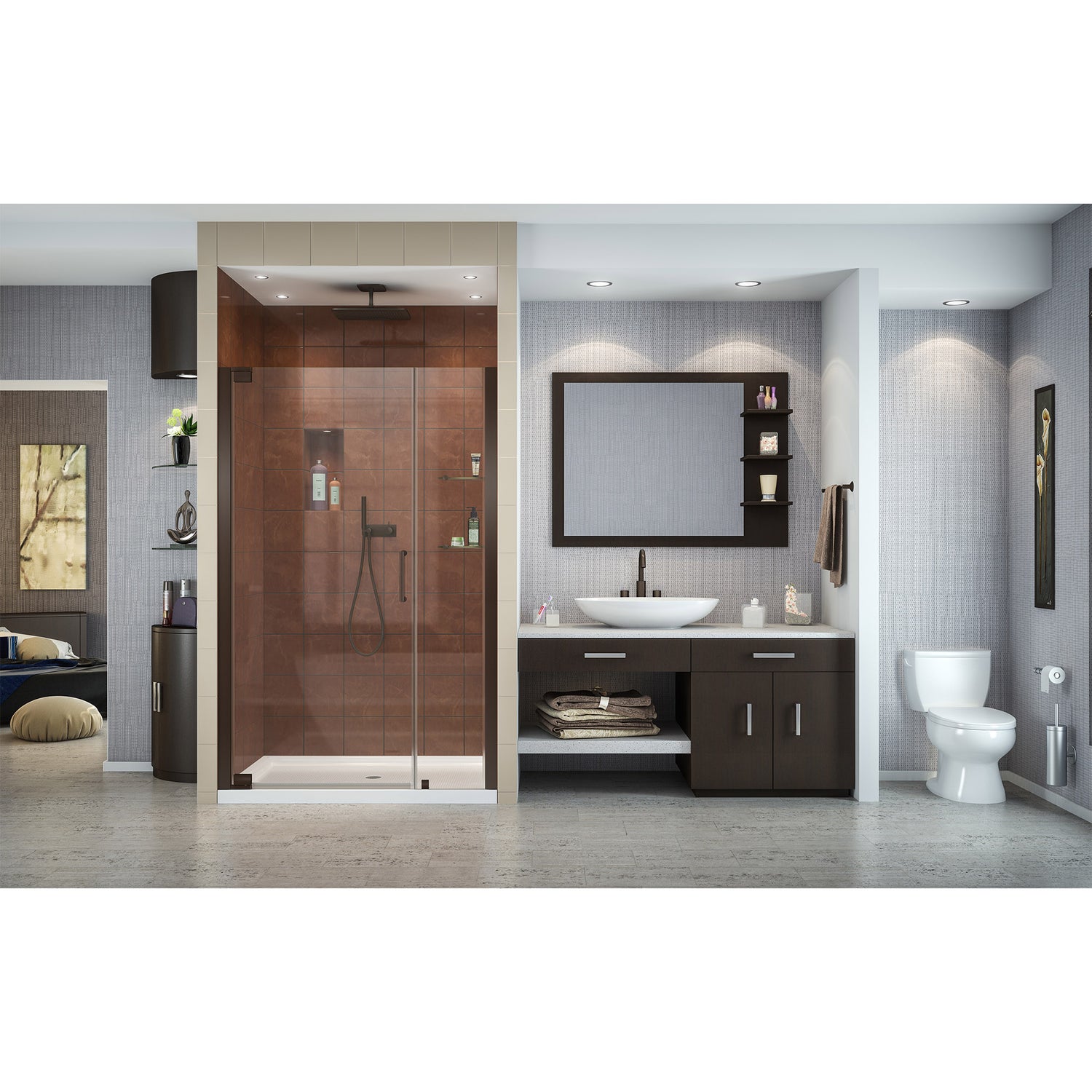 DreamLine Elegance 40 3/4 - 42 3/4 in. W x 72 in. H Frameless Pivot Shower Door in Oil Rubbed Bronze